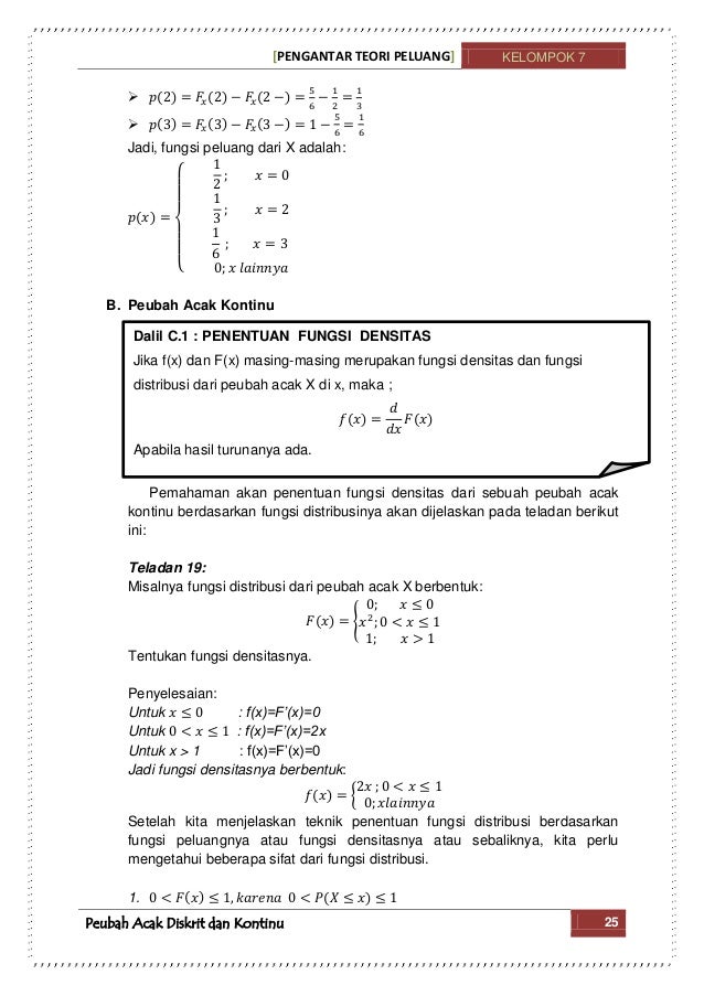 Peubah Acak Diskrit Dan Kontinu