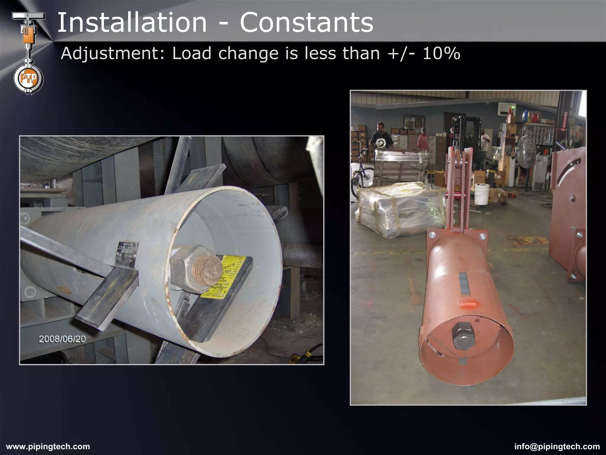 Installation - Constants Adjustment: Load change is less than +/- 10% 