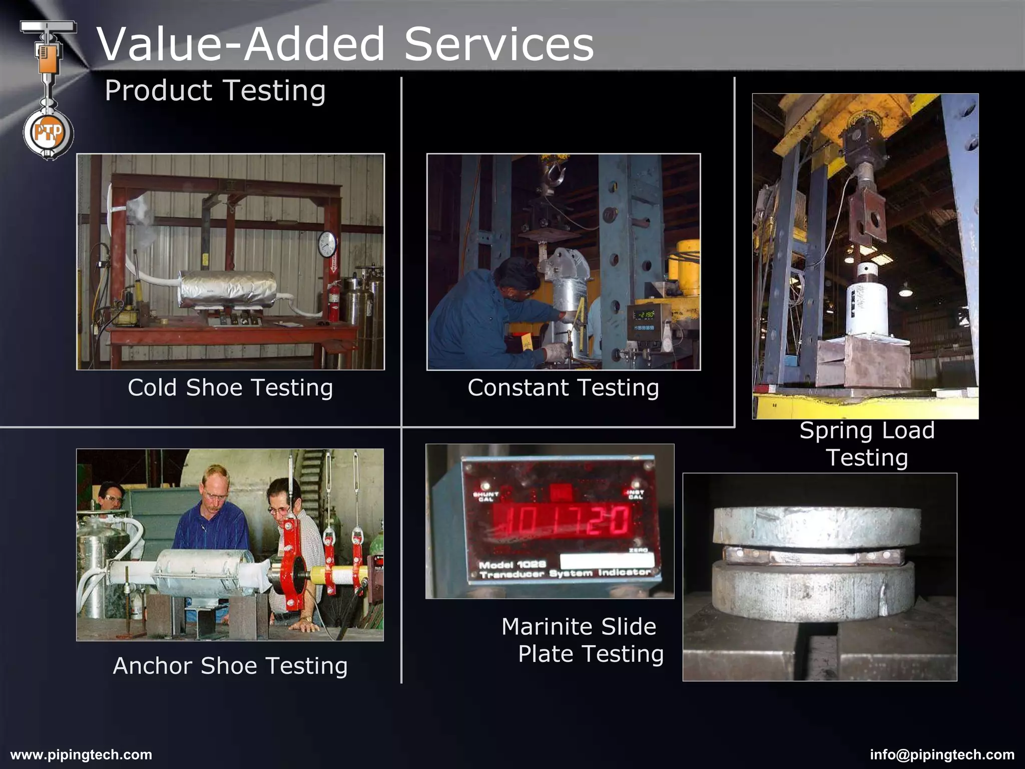Cold Shoe Testing Constant Testing Marinite  Slide  Plate Testing Spring Load Testing Anchor Shoe Testing Value-Added Services Product Testing 