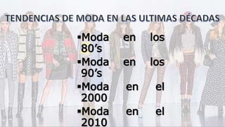 Moda en los
80’s
Moda en los
90’s
Moda en el
2000
Moda en el
2010
 