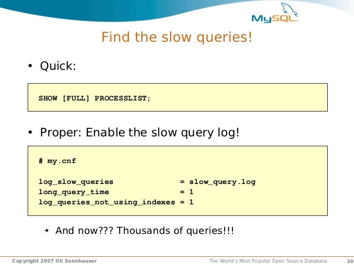 show full processlist query Performance Tuning MySQL