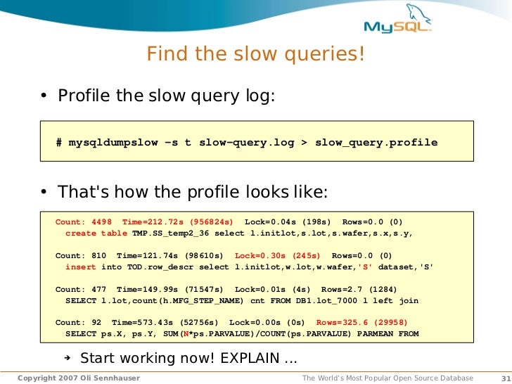 show query full processlist MySQL Performance Tuning