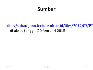 Sumber
http://suhardjono.lecture.ub.ac.id/files/2012/07/PT
di akses tanggal 20 februari 2015
04/13/15 suhardjono 48
 