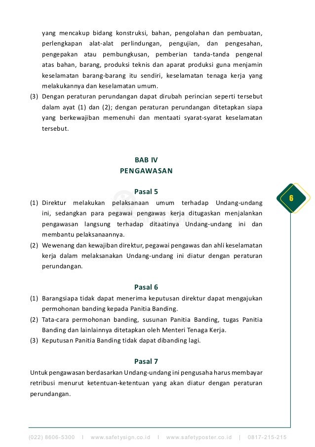 Undang Undang Nomor 1 Tahun 1970 Tentang Keselamatan Kerja