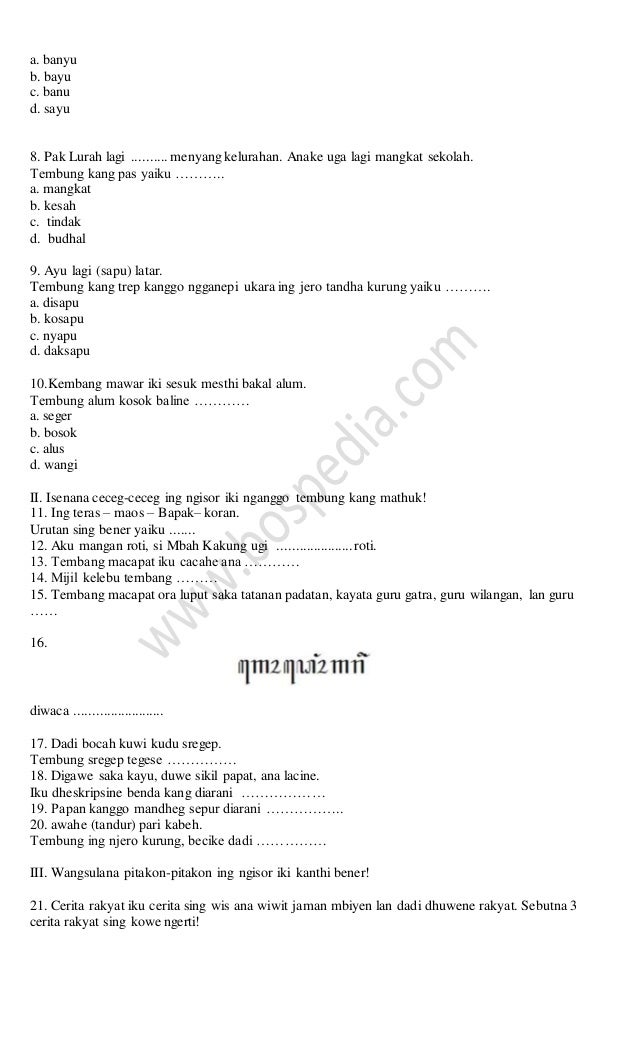 Pts Bhs Jawa Kelas 5 Ganjil