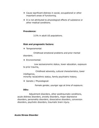 Trauma And Stressor- Related Disorder | PDF