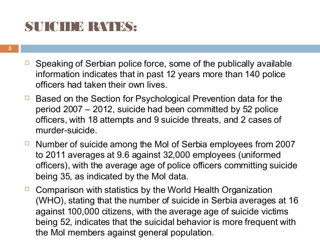 Trade Union Representative >> Suicide Rates in Serbian Police Force Trade Union Representative >> Suicide Rates in Serbian Police Force