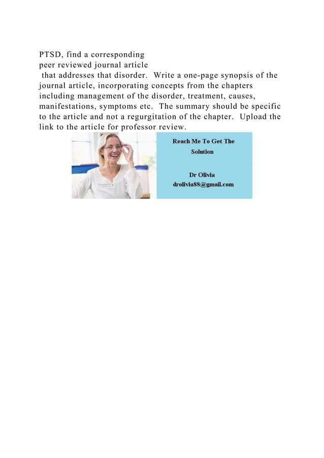PTSD, find a corresponding peer reviewed journal article that ad.docx
