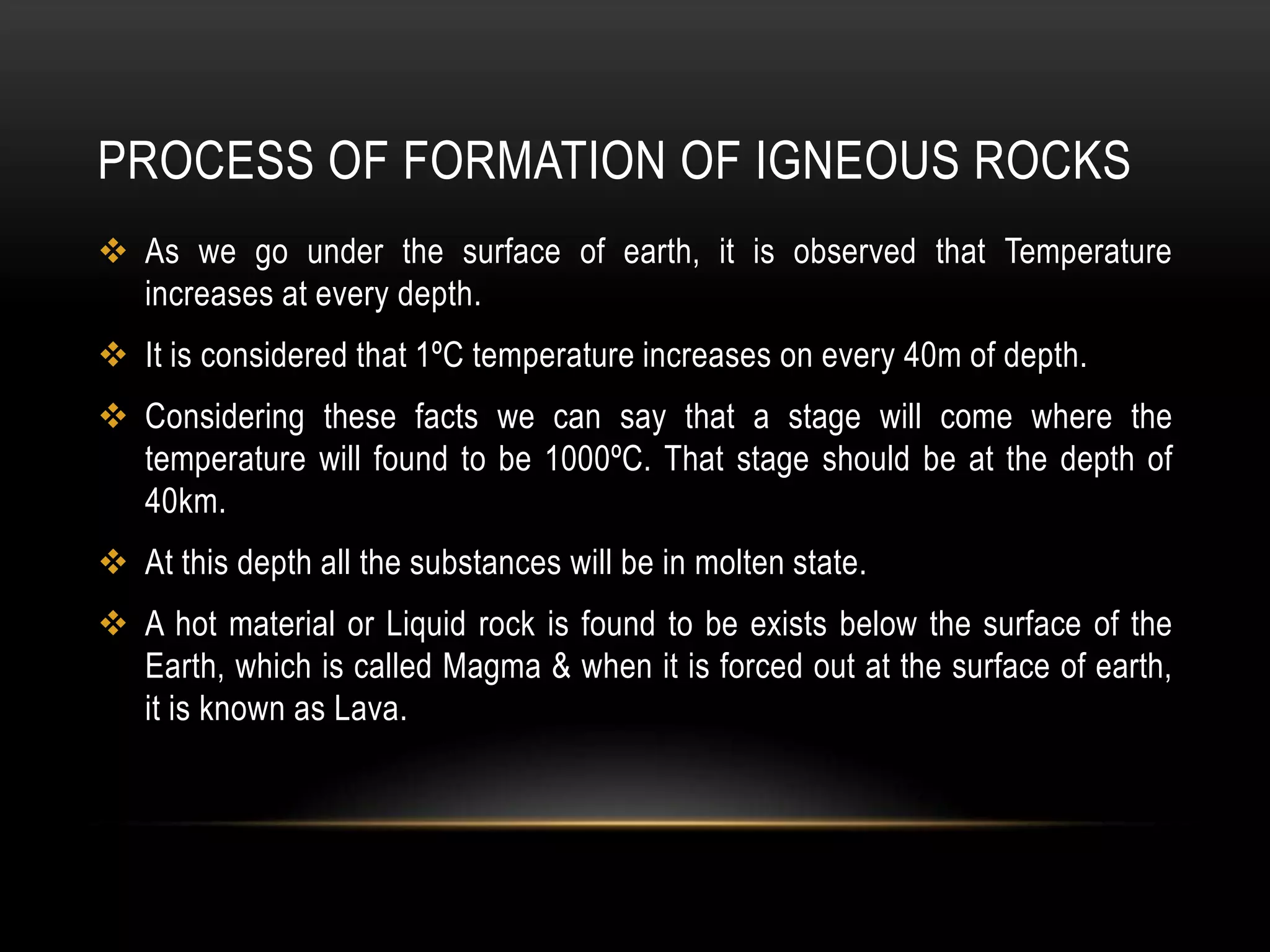 igneous rocks formation and their classification | PPTX