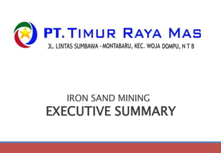 IRON SAND MINING
EXECUTIVE SUMMARY
 