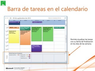Barra de tareas en el calendario




                         Permite visualizar las tareas
                         con s...