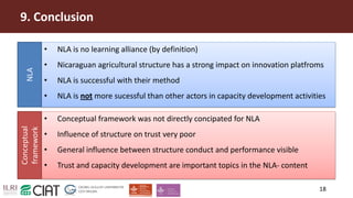 Influence of trust on capacity development within the members and influenced groups of the Nicaraguan Learning Alliance