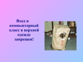 Вход в компьютерный класс в верхней одежде запрещен! 