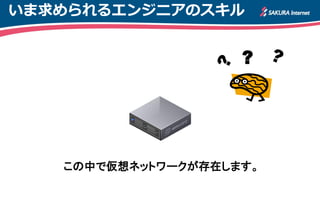 いま求められるエンジニアのスキル


                    ?




   この中で仮想ネットワークが存在します。
 