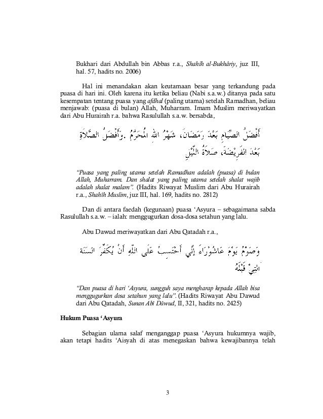 Puasa 'asyura, puasa sunnah di bulan muharram Puasa 'asyura, puasa sunnah di bulan muharram