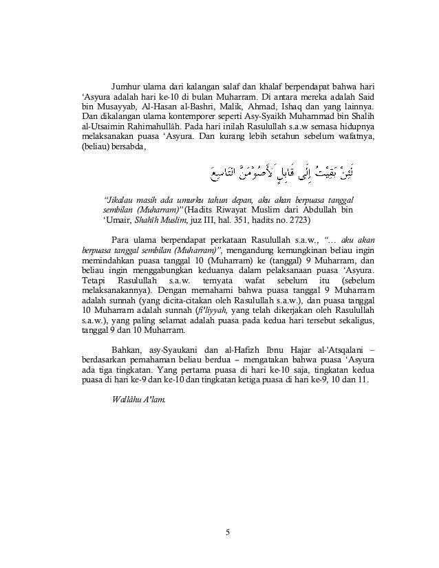 Puasa 'asyura, puasa sunnah di bulan muharram