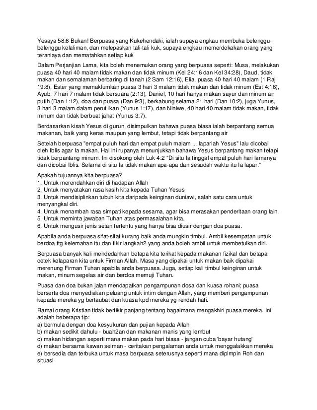 Puasa Dan Orang Kristian