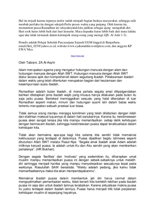 Puasa Dan Pembentukan Disiplin Pribadi