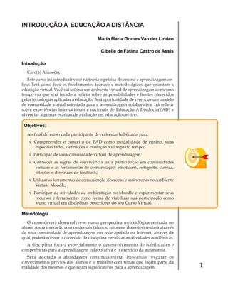 PDF) DESAFIOS DO EAD: A RELEVÂNCIA DA AMBIENTAÇÃO DOS ESTUDANTES NOS CURSOS  DE GRADUAÇÃO