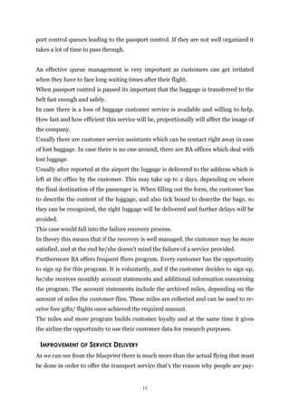 The British Airways service delivery process