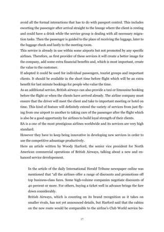 The British Airways service delivery process