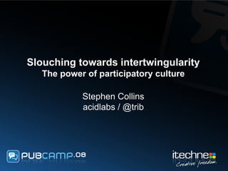 Slouching towards intertwingularity
   The power of participatory culture

            Stephen Collins
            acidlabs / @trib
 