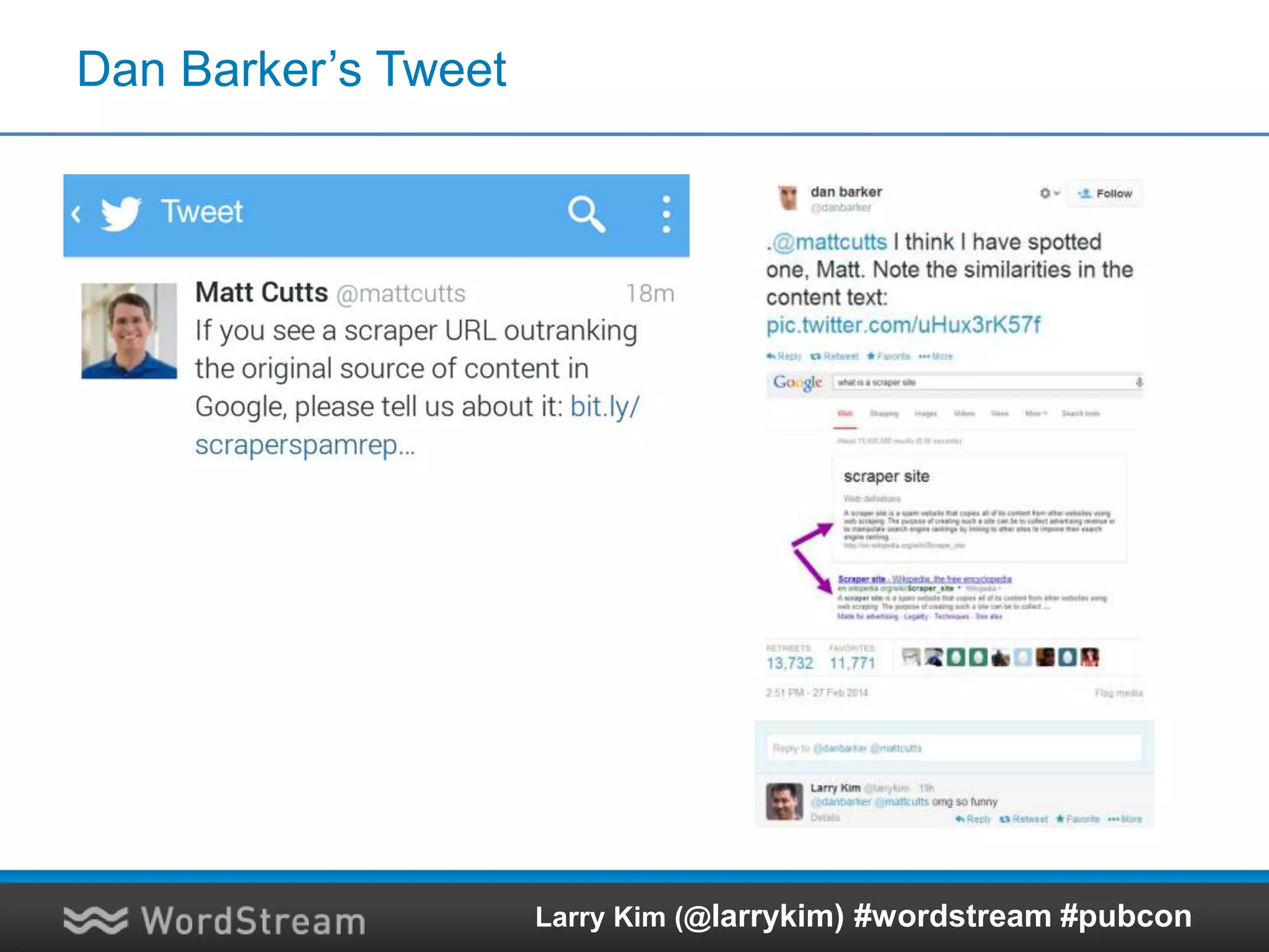 I Drove The Press Coverage of That Tweet
Larry Kim (@larrykim) #wordstream #pubcon
 