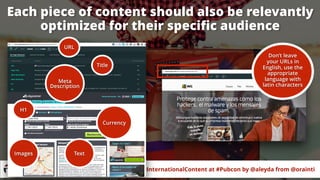 #InternationalContent at #Pubcon by @aleyda from @orainti#InternationalContent at #Pubcon by @aleyda from @orainti
Each pi...