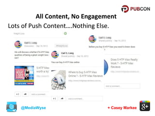 All Content, No Engagement
Lots of Push Content….Nothing Else.

@MediaWyse

+ Casey Markee

 