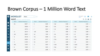 Brown&Corpus&– 1&Million&Word&Text
 