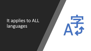 It#applies#to#ALL#
languages
 