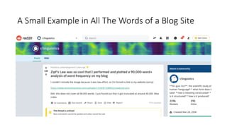 A"Small"Example"in"All"The"Words"of"a"Blog"Site
 
