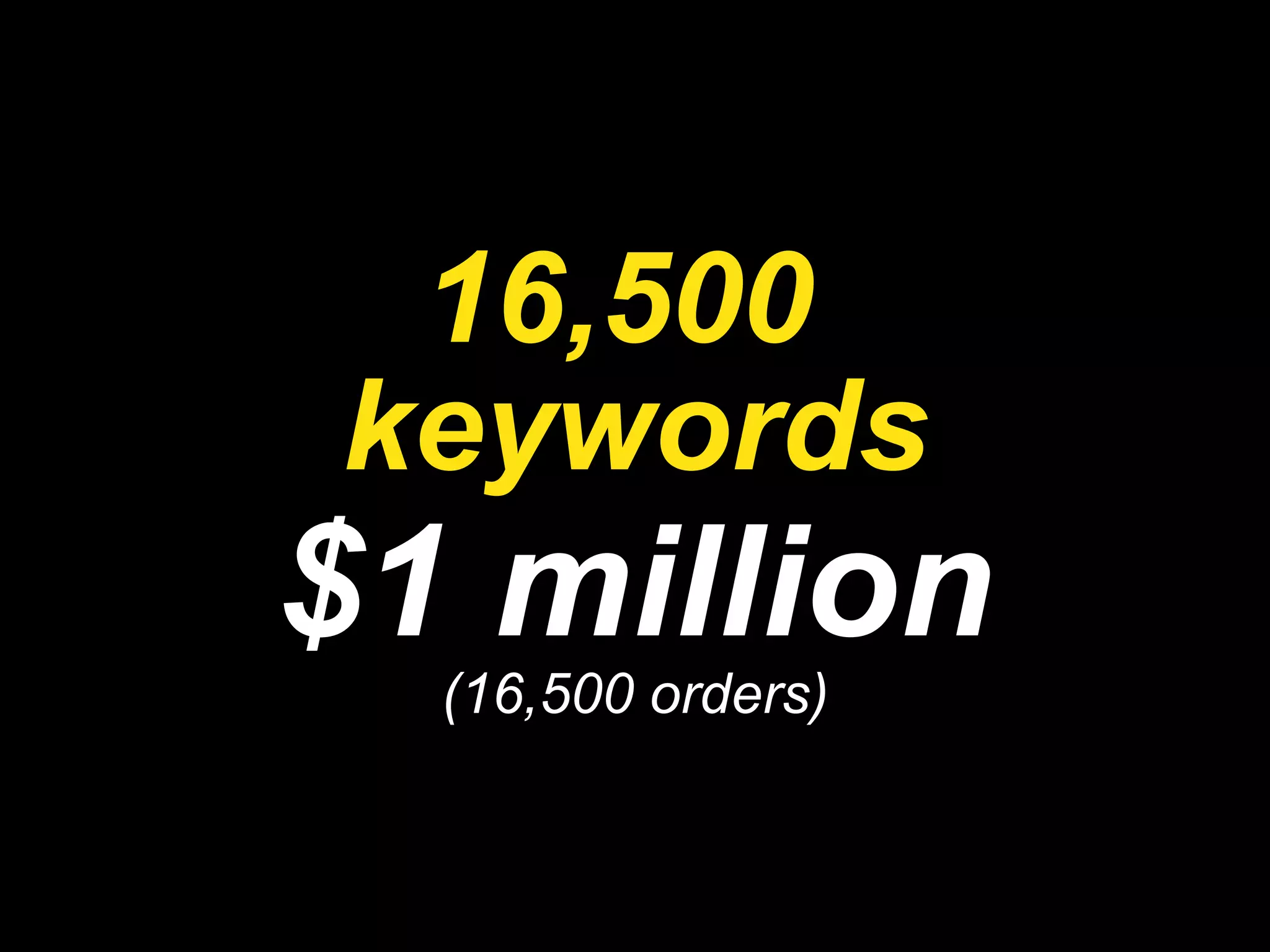 16,500  keywords $1 million (16,500 orders) 