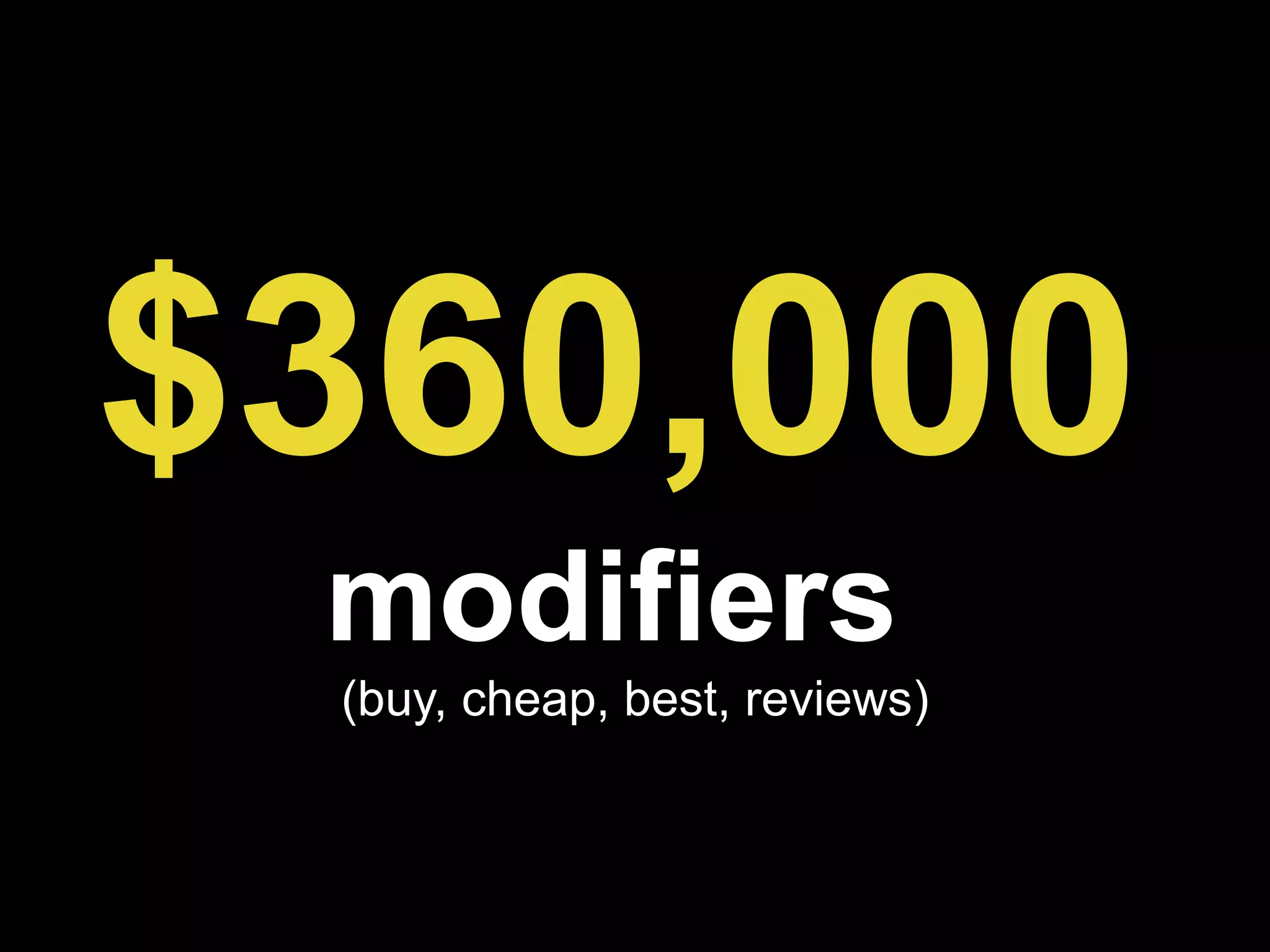 $360,000   modifiers   (buy, cheap, best, reviews) 