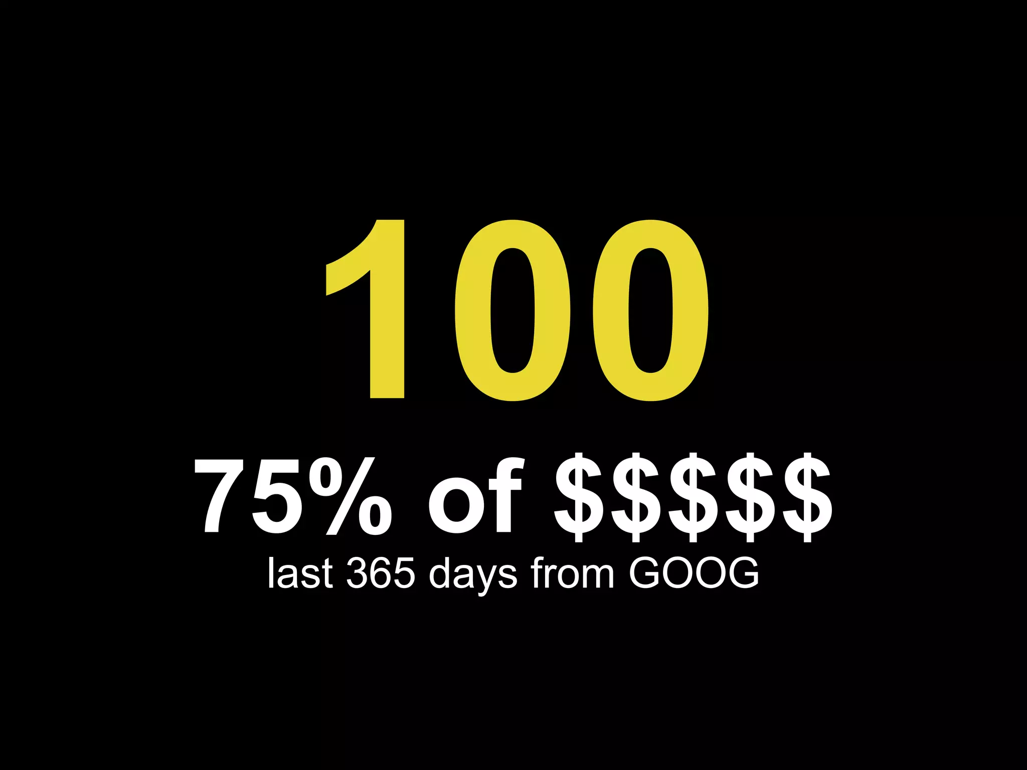 100 75% of $$$$$ last 365 days from GOOG 