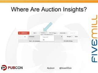 Where Are Auction Insights?
#pubcon @SusanEDub
 