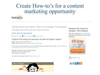 Create How-to‟s for a content
   marketing opportunity
 