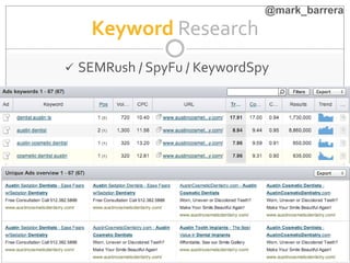 WWW.BUZZSHIFT.CO
M
Keyword Research
 SEMRush / SpyFu / KeywordSpy
@mark_barrera
 