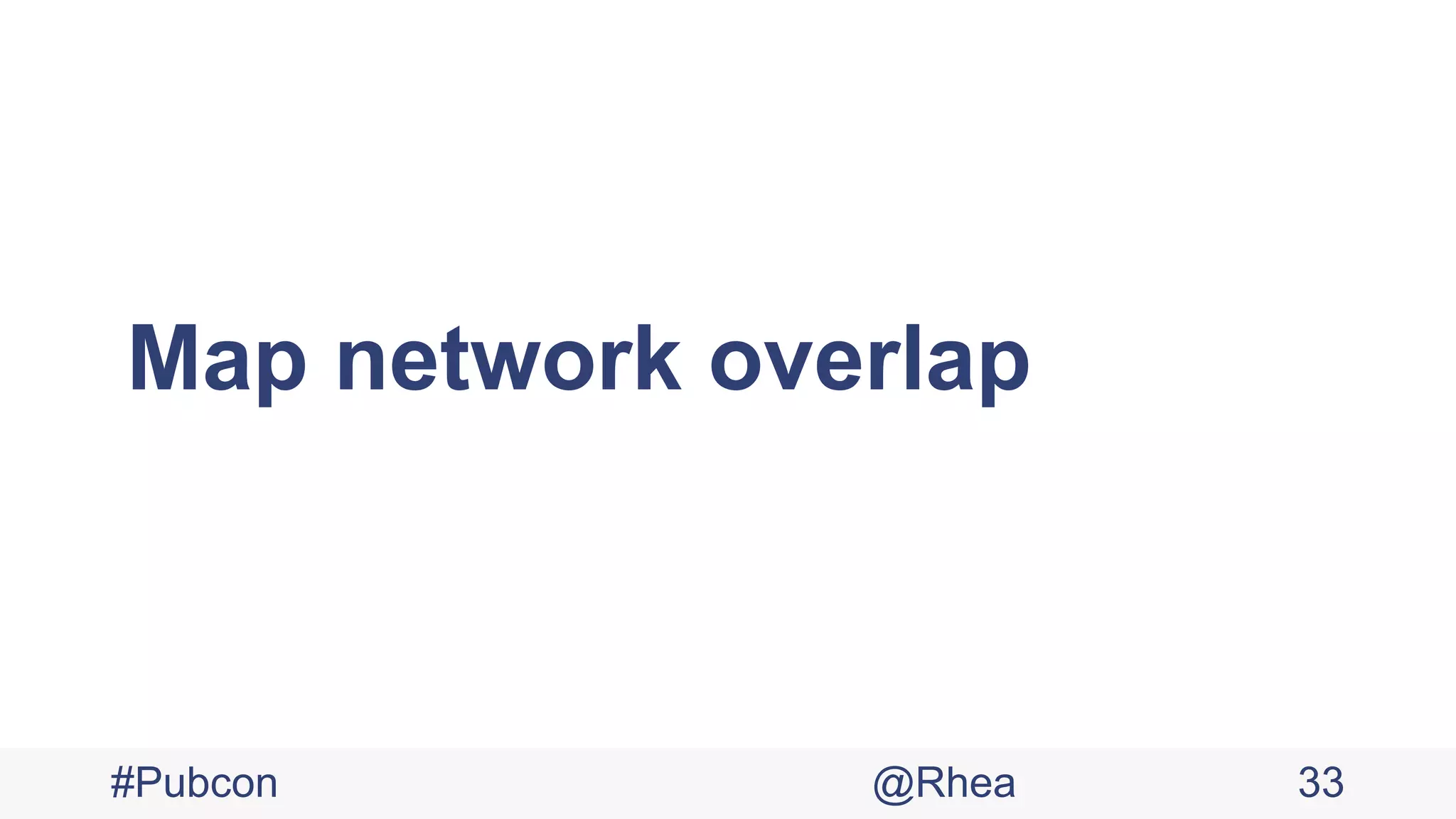 Map network overlap
#Pubcon @Rhea 33
 