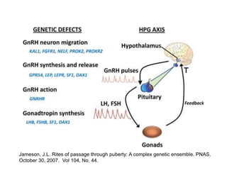 Jameson, J.L. Rites of passage through puberty: A complex genetic ensemble. PNAS.
October 30, 2007. Vol 104, No. 44.
 