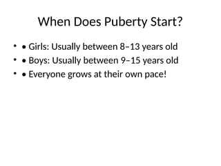 Puberty and physical changes Presentation. pptx | PPTX