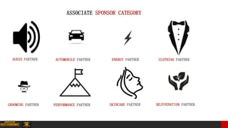 0000000000000000000000000000000000000
ASSOCIATE SPONSOR CATEGORY
AUDIO PARTNER AUTOMOBILE PARTNER ENERGY PARTNER CLOTHING PARTNER
GROOMING PARTNER SKINCARE PARTNERPERFORMANCE PARTNER REJUVENATION PARTNER
 