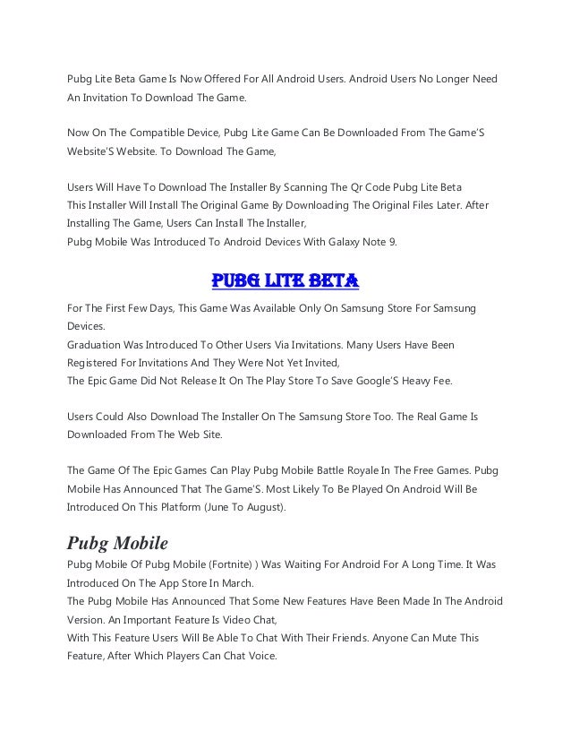 Pubg Mobile Lite Beta