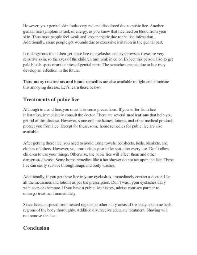 Pubic lice infestation causes, symptoms and treatment