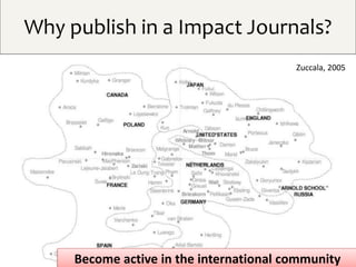 Become active in the international community
Zuccala, 2005
Why publish in a Impact Journals?
 