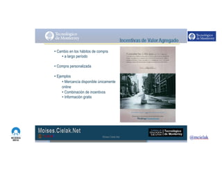 http://www.influenciadigital.com.mx/
• Cambio en los hábitos de compra
• a largo período
• Compra personalizada
• Ejemplos
• Mercancía disponible únicamente
online
• Combinación de incentivos
• Información gratis
Moises.Cielak.Net
 