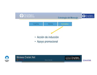 http://www.influenciadigital.com.mx/
• Acción de inducción
• Apoyo promocional
Cognitiva Afectiva Connotativa
Moises.Cielak.Net
 