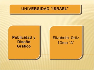 Elizabeth  Ortiz 10mo “A” UNIVERSIDAD “ISRAEL” Publicidad y Diseño Gráfico 