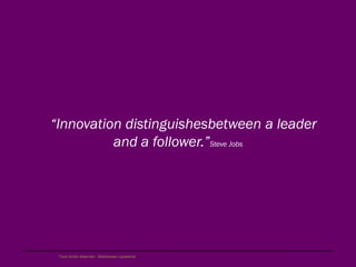 “Innovation distinguishesbetween a leader
          and a follower.”Steve Jobs




 Tous droits réservés - Blackswan Lausanne
 