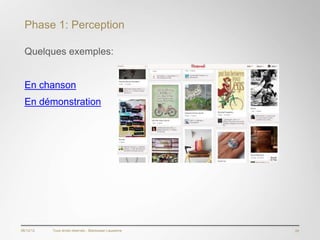 Phase 1: Perception

  Quelques exemples:


  En chanson
  En démonstration




06/12/12   Tous droits réservés - Blackswan Lausanne   24
 